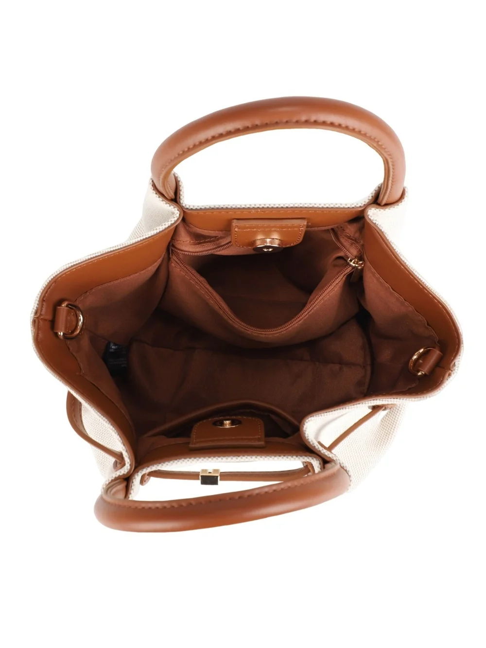 Canvas Mini Tote Bag with PU Leather Trim